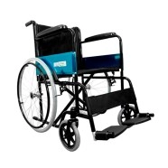 Silla de ruedas esmaltada MC-S800 negra con frenos y soporte de pantorrillas – Equipo Médico